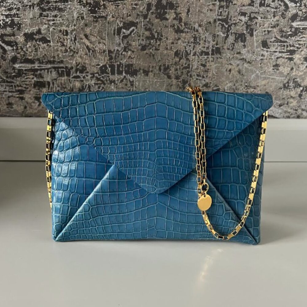 $5K MICHAEL KORS COLLECTION NILE CROCODILE CONVERT ENVELOPE CLUTCH PURSE